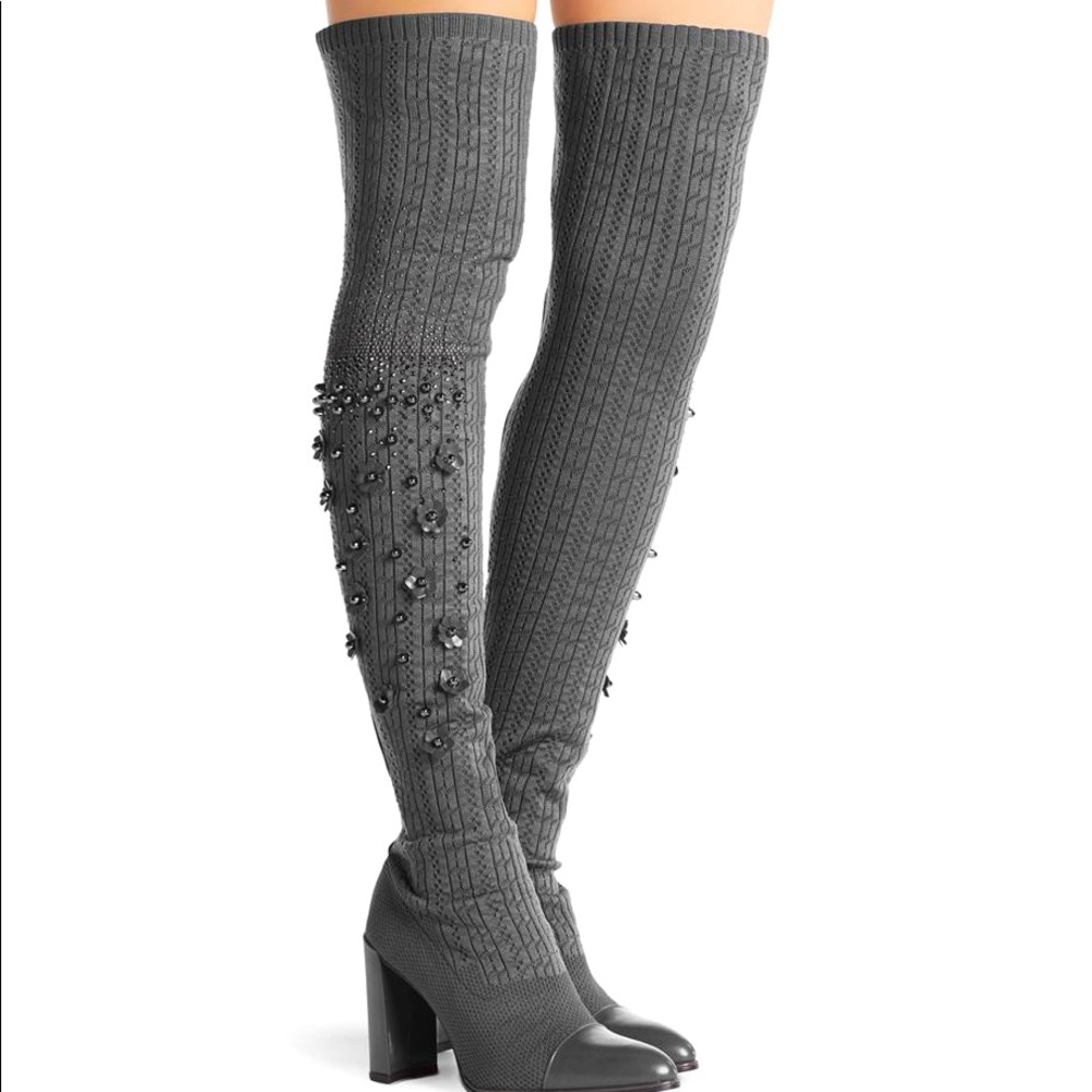 Stuart Weitzman Longlegs Charcoal Mirror